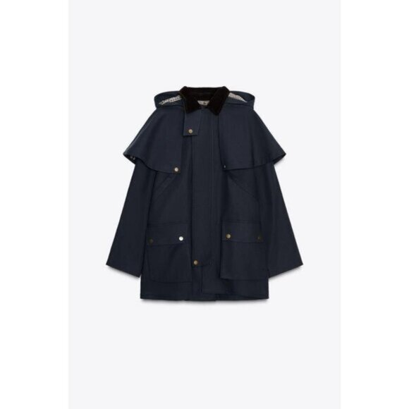 ZARA HOODED CONTRAST LAPEL TRENCH COAT ZW COLLECTION - Picture 5 of 8
